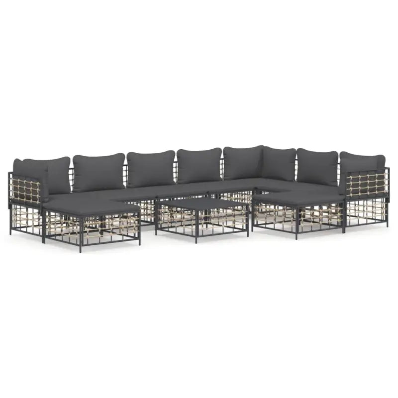 Loungebanken in poly rattan en antraciet materiaal voor buiten - Loungebanken