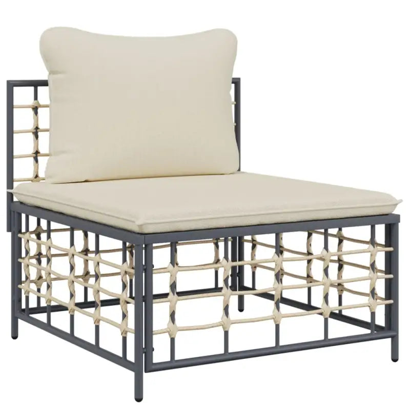 Loungebanken in poly rattan met antraciet materiaal en gepoedercoat staal - Loungebanken