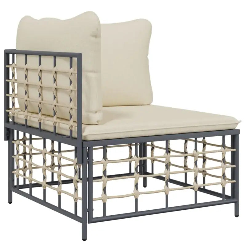 Loungebanken in poly rattan met antraciet materiaal en gepoedercoat staal - Loungebanken