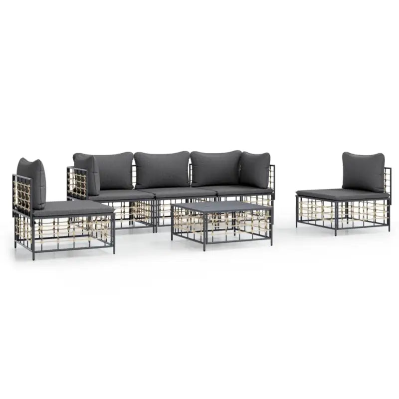 Loungebanken in poly rattan met antraciet materiaal en ruime afmetingen - Loungebanken