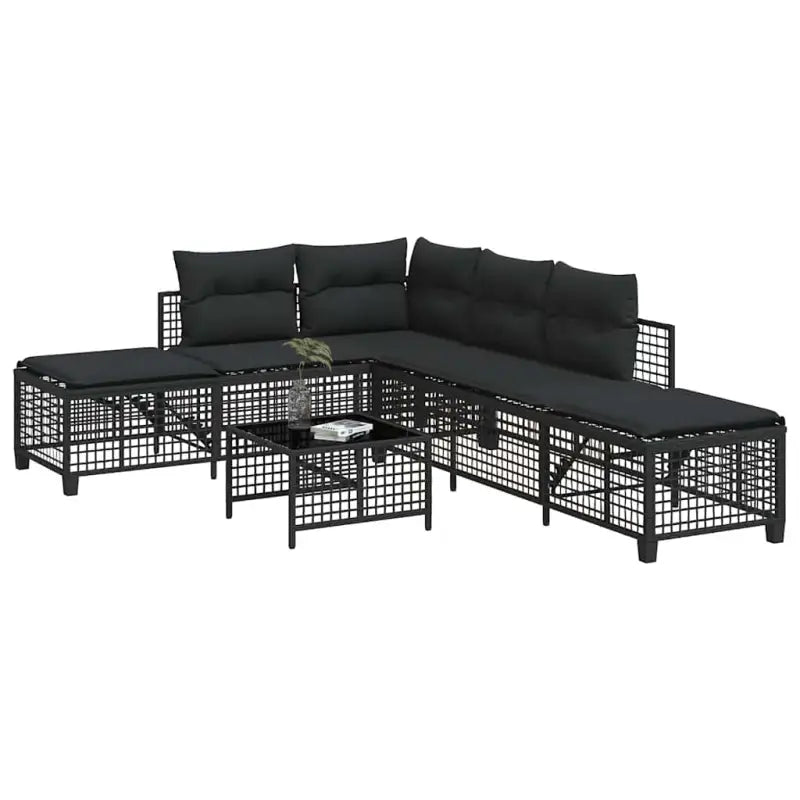 Loungebanken in zwart materiaal met gepoedercoat staal afmetingen - Zwart / 1 - Loungebanken
