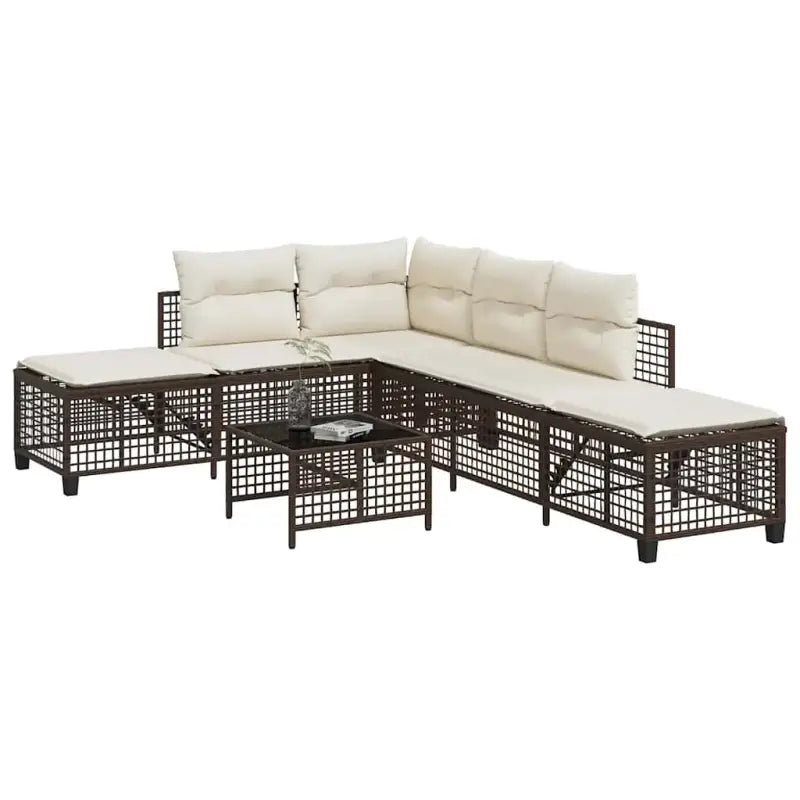 Loungebanken in zwart materiaal met gepoedercoat staal afmetingen - Bruin / 1 - Loungebanken