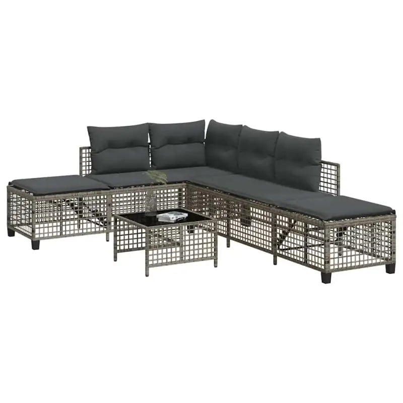 Loungebanken in zwart materiaal met gepoedercoat staal afmetingen - Grijs / 1 - Loungebanken