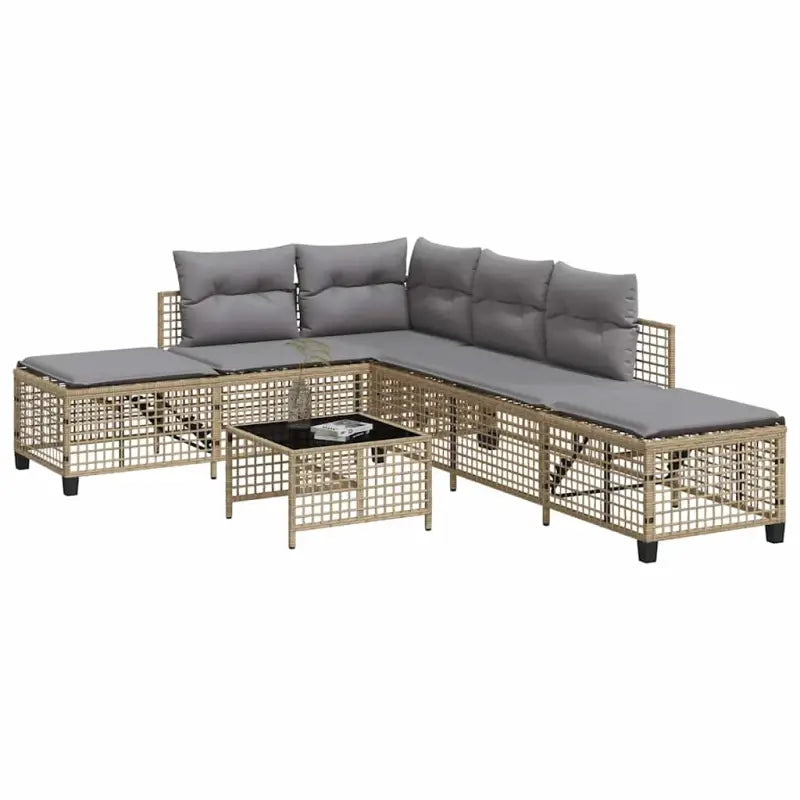 Loungebanken in zwart materiaal met gepoedercoat staal afmetingen - Gemengd beige / 1 - Loungebanken