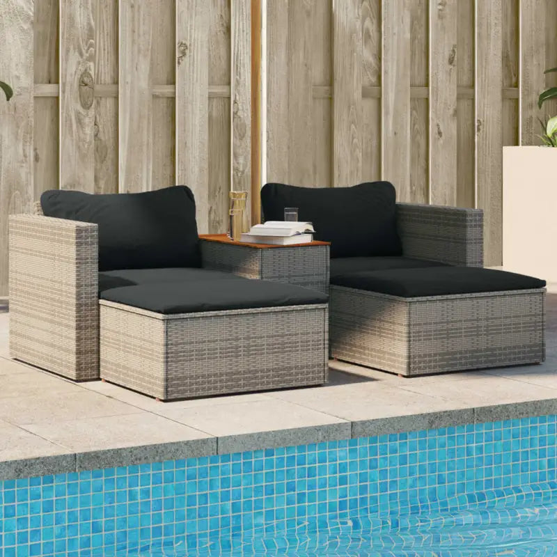 Loungebanken met grijs materiaal en gepoedercoat staal voor buiten - Grijs / 1 - Loungebanken