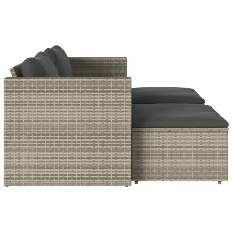 Loungebanken met grijs materiaal en gepoedercoat staal voor buiten - Loungebanken