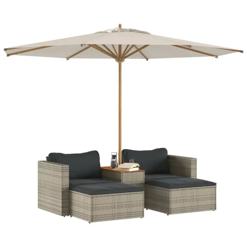 Loungebanken met grijs materiaal en gepoedercoat staal voor buiten - Loungebanken