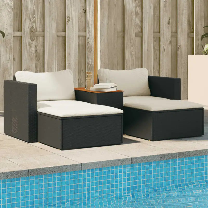 Loungebanken met grijs materiaal en gepoedercoat staal voor buiten - Zwart / 1 - Loungebanken