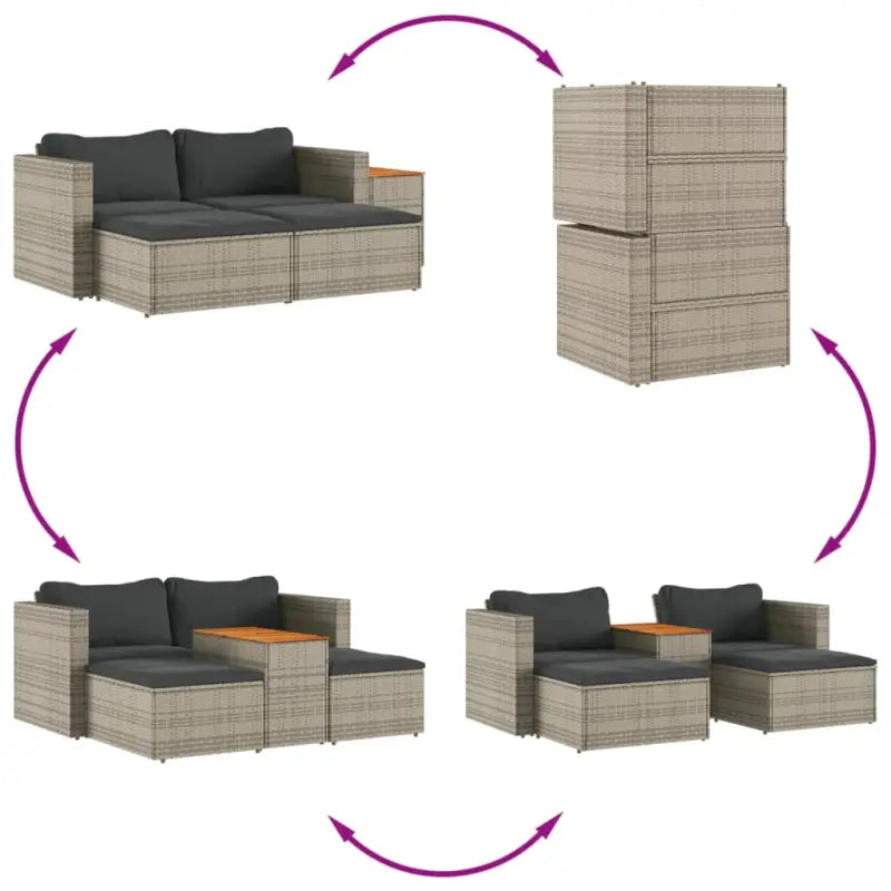 Loungebanken met grijs materiaal en gepoedercoat staal voor buiten - Loungebanken