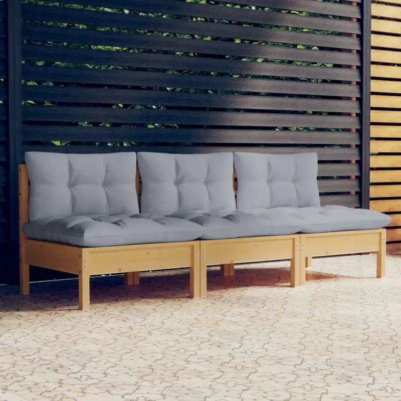 Loungebanken met massief grenenhout voor tuin en terras - Bruin en grijs / 1 - Loungebanken