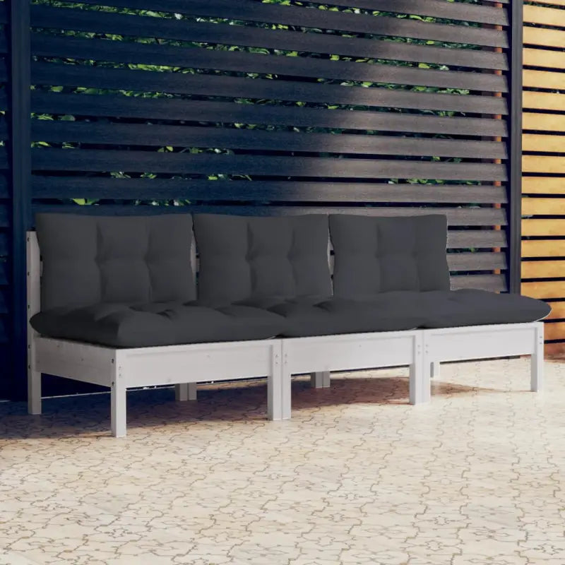 Loungebanken met massief grenenhout voor tuin en terras - Wit / 1 - Loungebanken