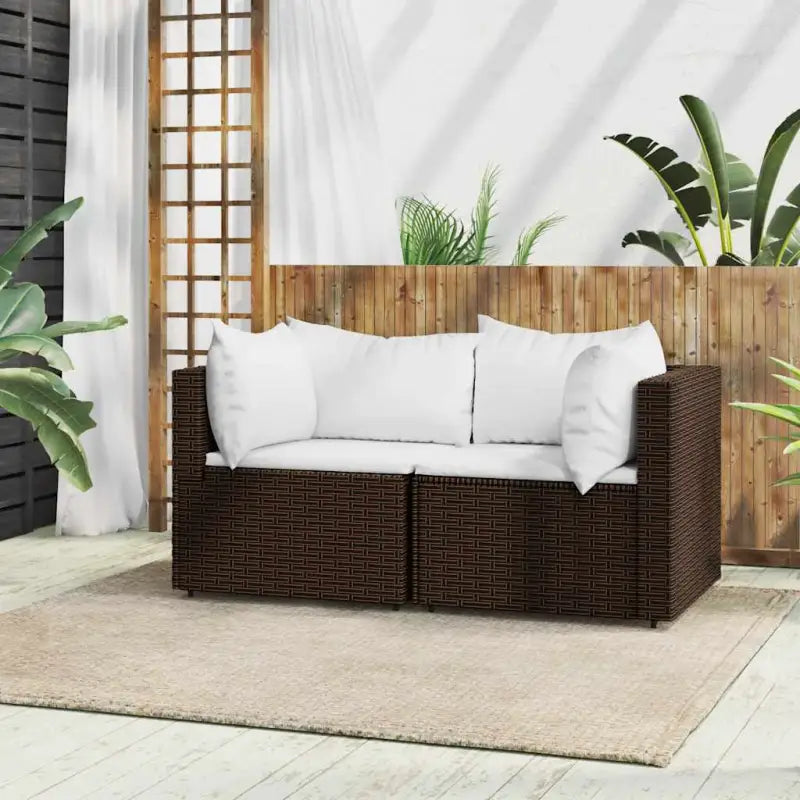 Loungebanken met poly rattan en eenvoudig schoon design - Bruin / 1 / 2x hoek - Loungebanken