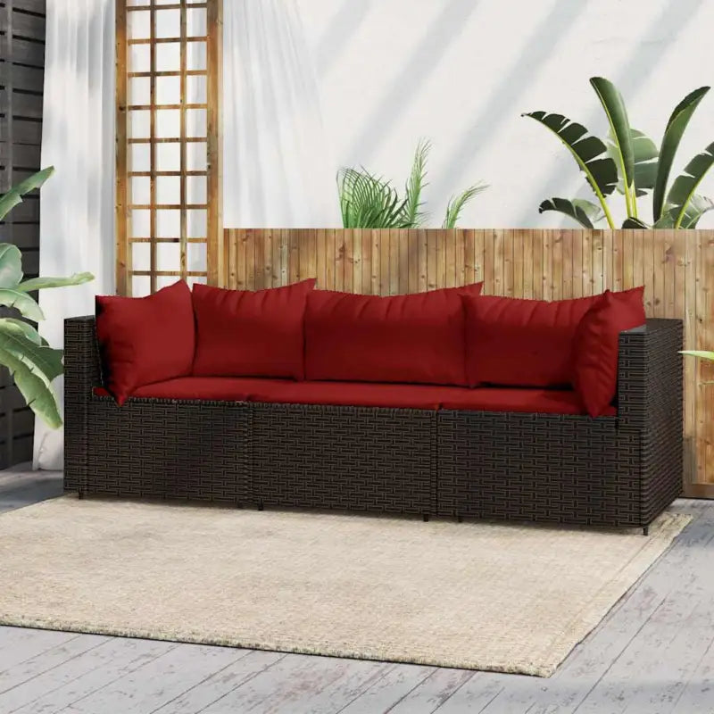Loungebanken met poly rattan en eenvoudig schoon design - Bruin en rood / 1 / 2x hoek + midden - Loungebanken