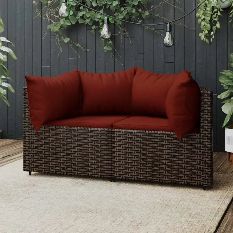 Loungebanken met poly rattan en eenvoudig schoon design - Bruin en rood / 1 / 2x hoek - Loungebanken