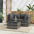 Loungebanken met poly rattan en eenvoudig schoon design - Grijs / 1 / 2x hoek + Tafel - Loungebanken