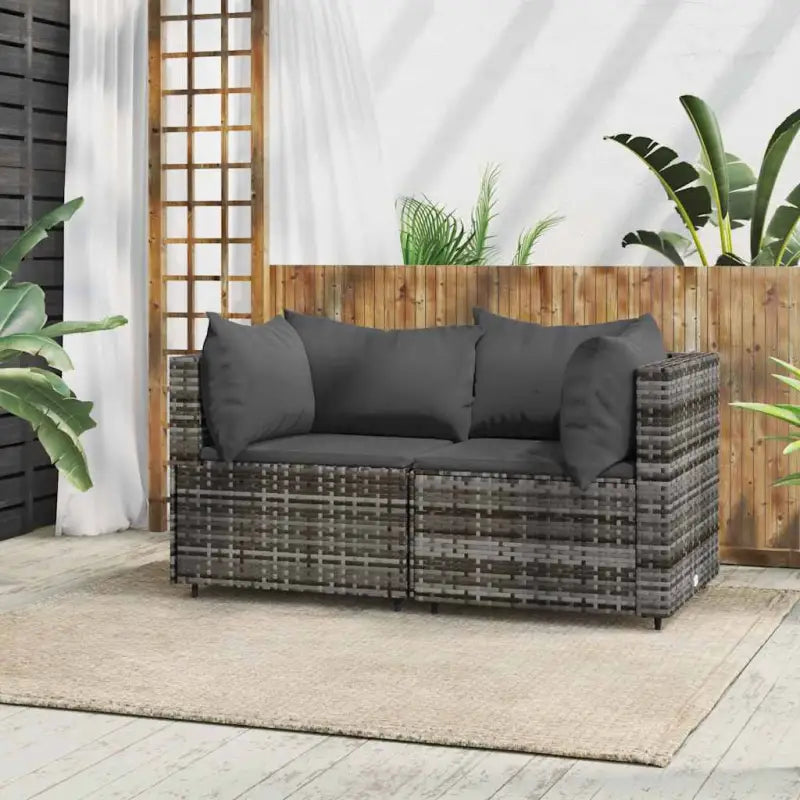 Loungebanken met poly rattan en eenvoudig schoon design - Grijs en antraciet / 1 / 2x hoek - Loungebanken