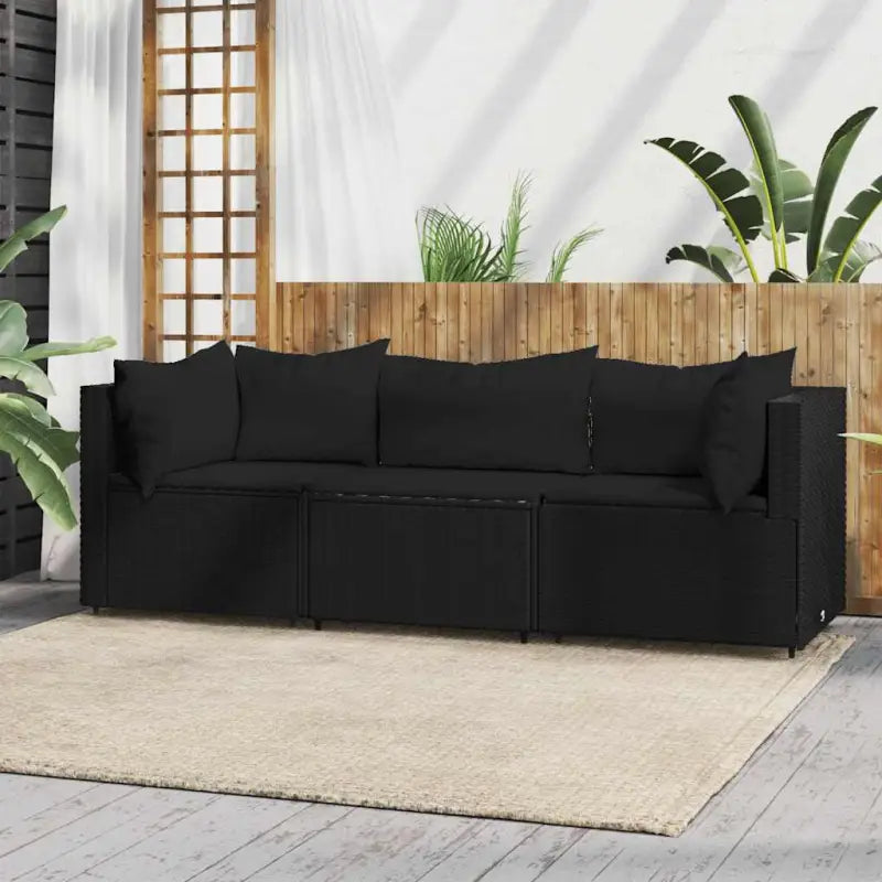 Loungebanken met poly rattan en eenvoudig schoon design - Zwart / 1 / 2x hoek + midden - Loungebanken