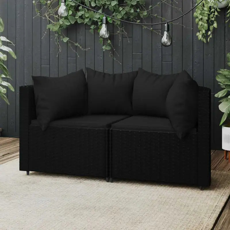 Loungebanken met poly rattan en eenvoudig schoon design - Zwart / 1 / 2x hoek - Loungebanken