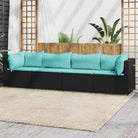 Loungebanken met poly rattan en eenvoudig schoon design - Zwart en blauw / 1 / 2x hoek + 2x midden - Loungebanken
