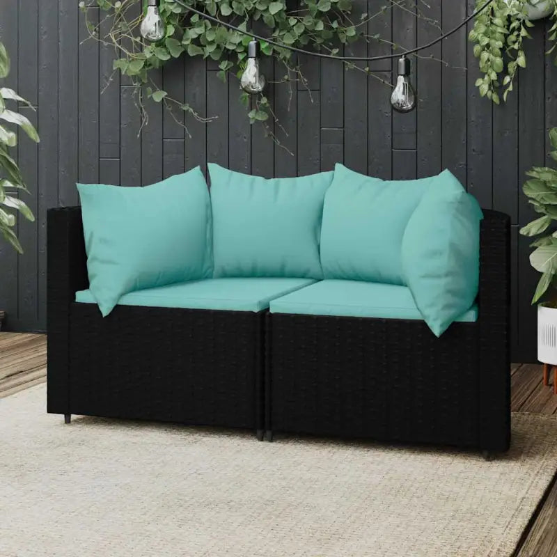 Loungebanken met poly rattan en eenvoudig schoon design - Zwart en blauw / 1 / 2x hoek - Loungebanken