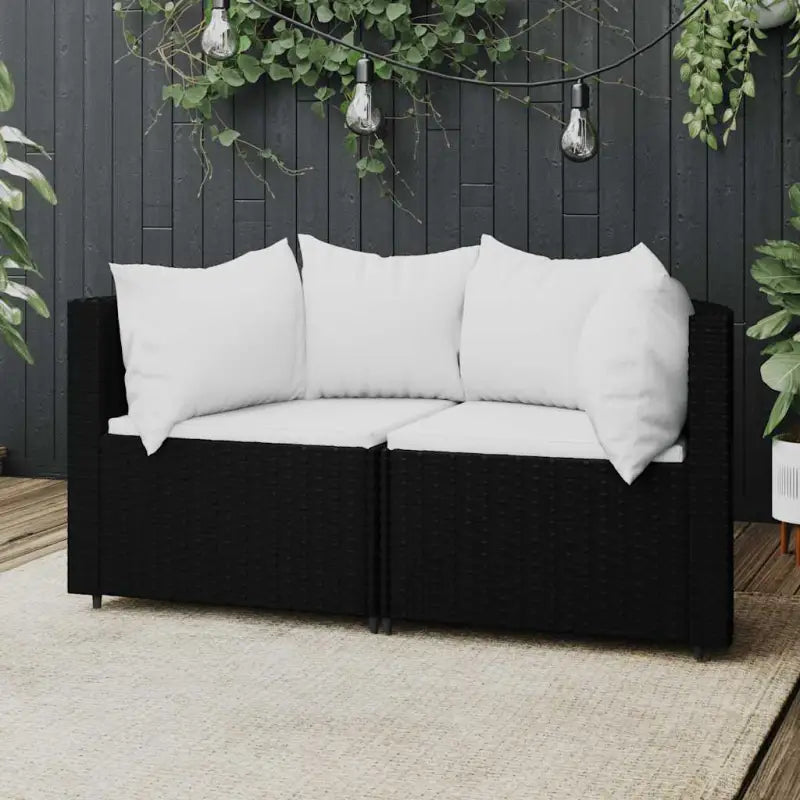 Loungebanken met poly rattan en eenvoudig schoon design - Zwart en wit / 1 / 2x hoek - Loungebanken