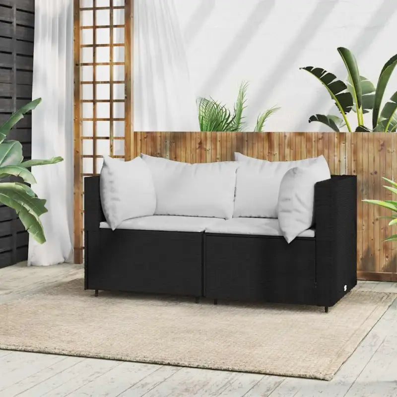 Loungebanken met poly rattan en eenvoudig schoon design - Zwart en wit / 1 / 2x hoek - Loungebanken