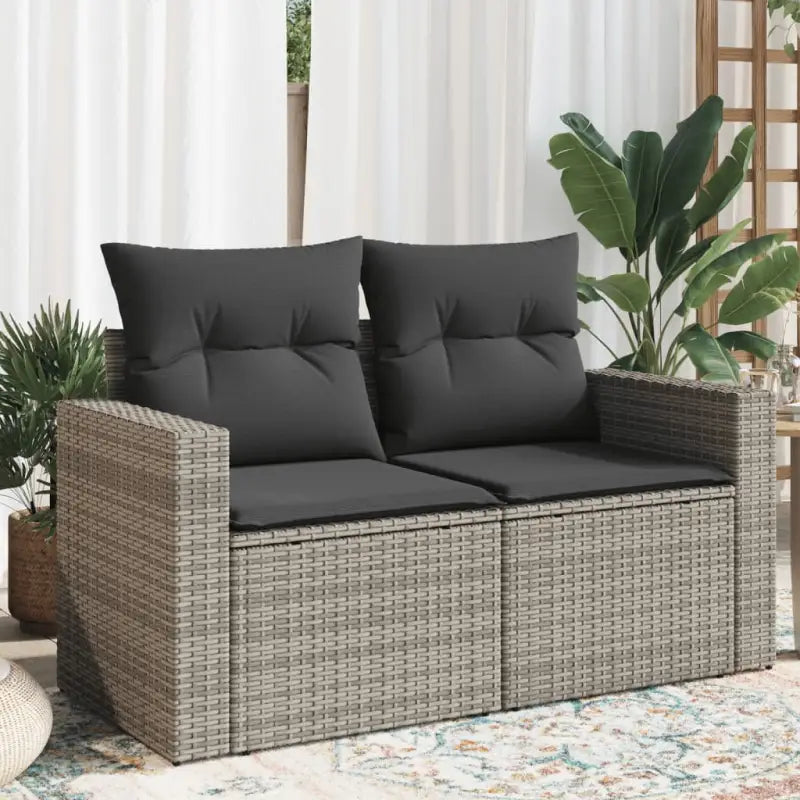 Loungebanken met poly rattan en waterdichte zak voor comfortabele zitervaring - Grijs / 1 / met opbergruimte