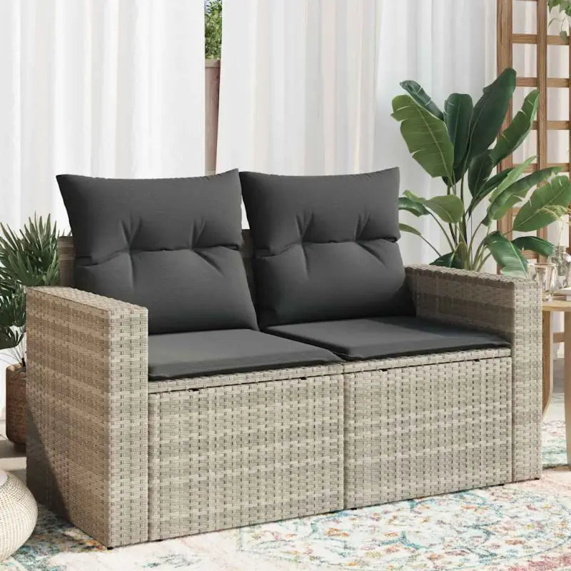 Loungebanken met poly rattan en waterdichte zak voor comfortabele zitervaring - Lichtgrijs / 1 / zonder opbergruimte