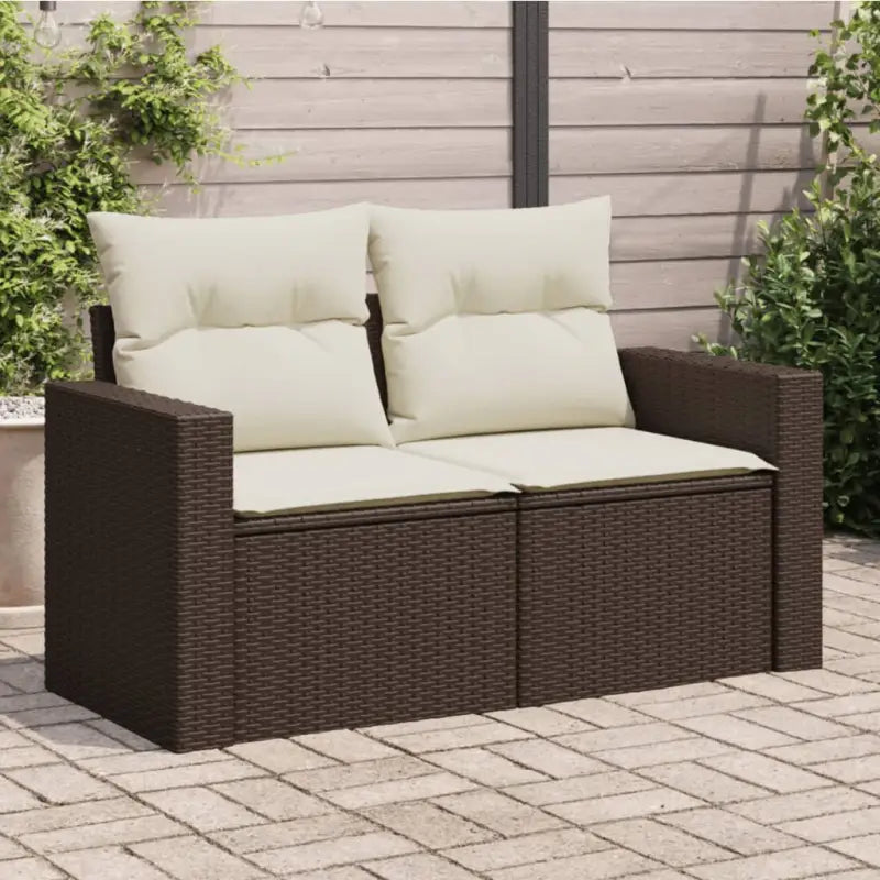 Loungebanken met poly rattan en waterdichte zak voor comfortabele zitervaring - Bruin / 1 / met opbergruimte