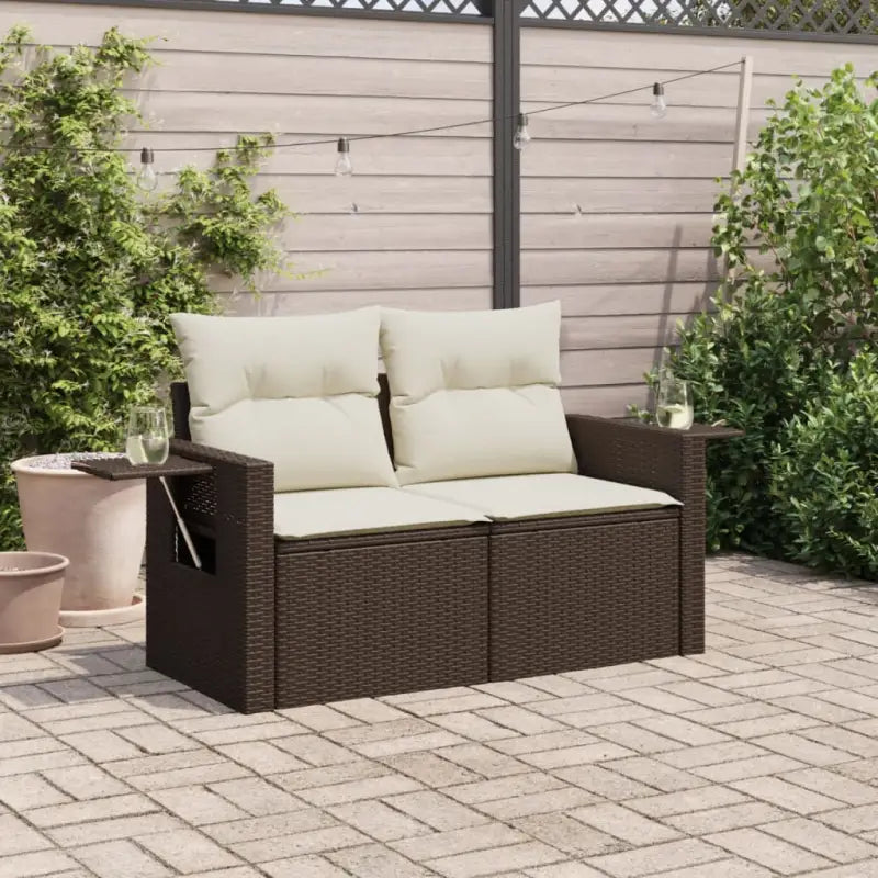 Loungebanken met poly rattan voor een comfortabele zitervaring buiten - Bruin / 1 / zonder opbergruimte - Loungebanken