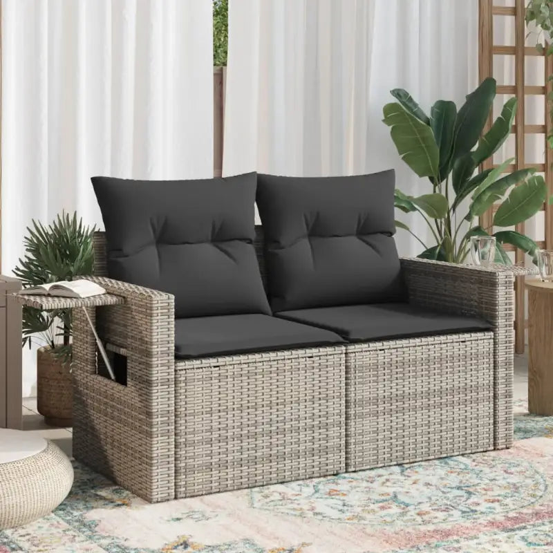 Loungebanken met poly rattan voor een comfortabele zitervaring buiten - Grijs / 1 / met opbergruimte - Loungebanken