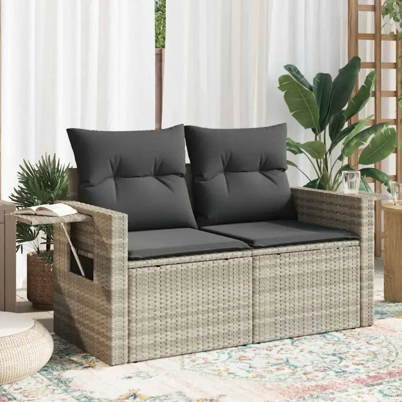 Loungebanken met poly rattan voor een comfortabele zitervaring buiten - Lichtgrijs / 1 / met opbergruimte - Loungebanken