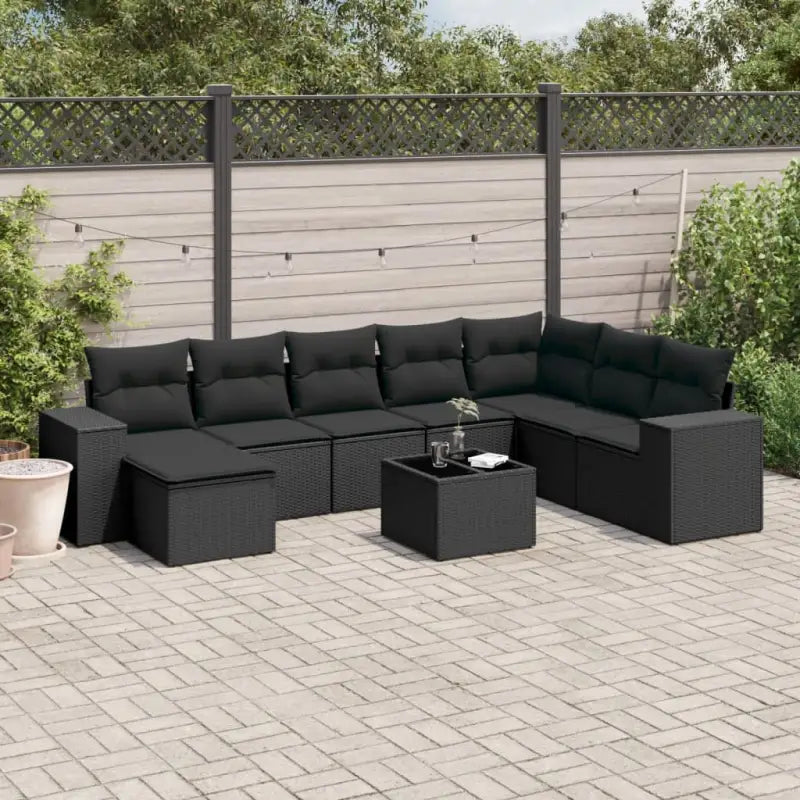Loungebanken uit zwart materiaal en gepoedercoat staal voor je tuin - Zwart / Met tafel - Tuinsets