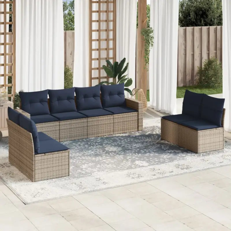 Loungebanken van bruin materiaal en gepoedercoat staal voor buiten - Beige en grijs / Zonder tafel - Tuinsets