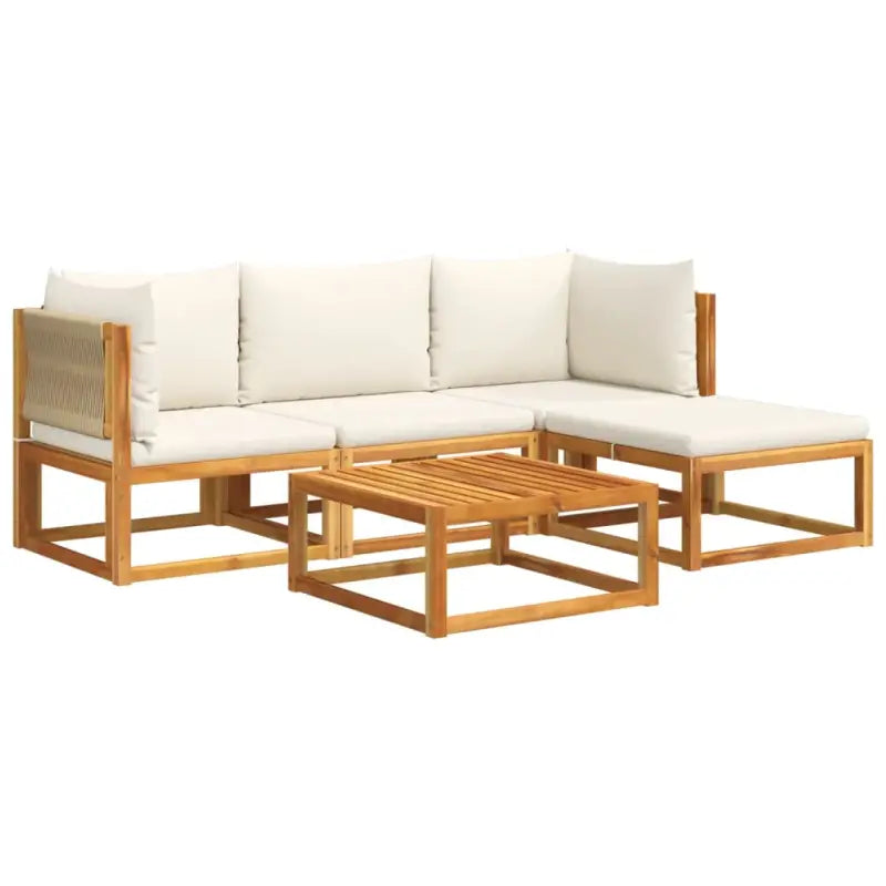 Loungebanken van massief acaciahout met comfortabele zit- en rugkussens - Loungebanken