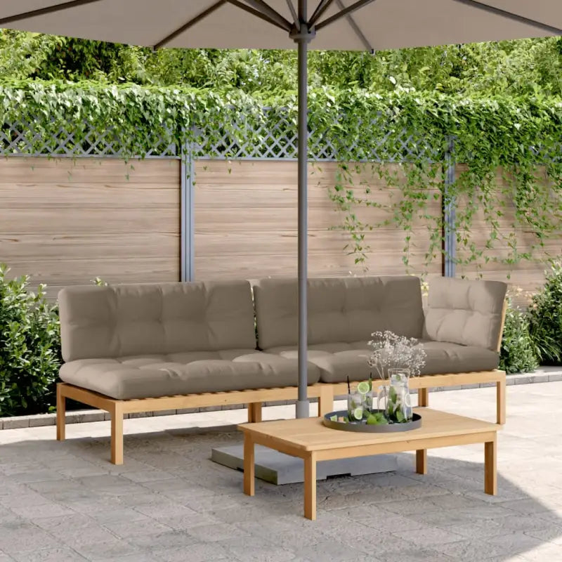Loungebanken van massief acaciahout met olieafwerking voor eenvoudig schoonmaken - Taupe / 1 / Lichtbruin - Loungebanken