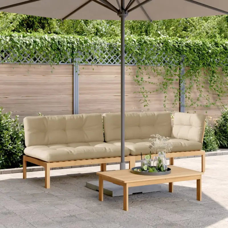 Loungebanken van massief acaciahout met olieafwerking voor eenvoudig schoonmaken - Beige / 1 / Lichtbruin - Loungebanken