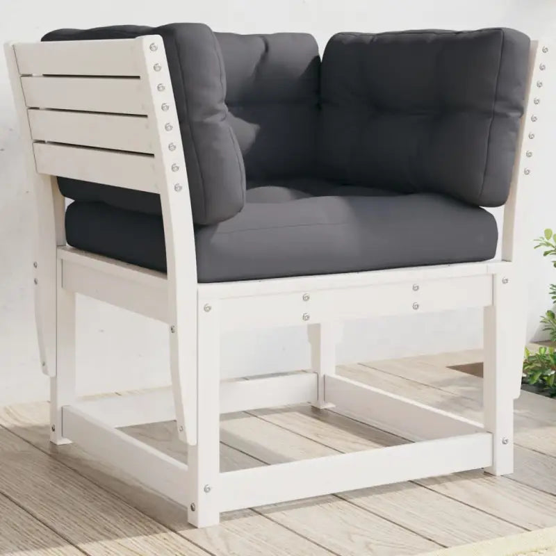 Loungebanken van massief grenenhout met gelat ontwerp voor tuin en terras - Wit / met kussens / 1 - Loungebanken