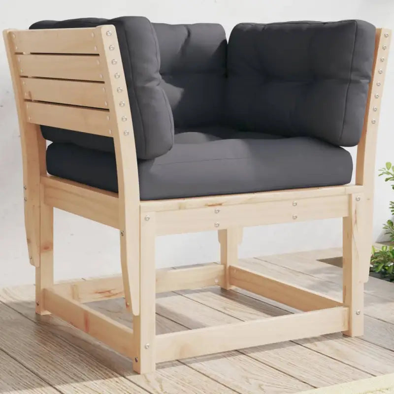 Loungebanken van massief grenenhout met gelat ontwerp voor tuin en terras - Natuurlijk grenenhout / met kussens / 1