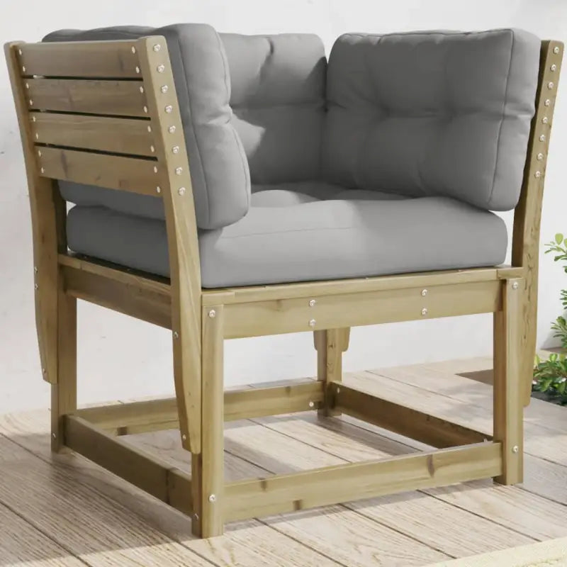 Loungebanken van massief grenenhout met gelat ontwerp voor tuin en terras - Naturel geïmpregneerd / met kussens / 1