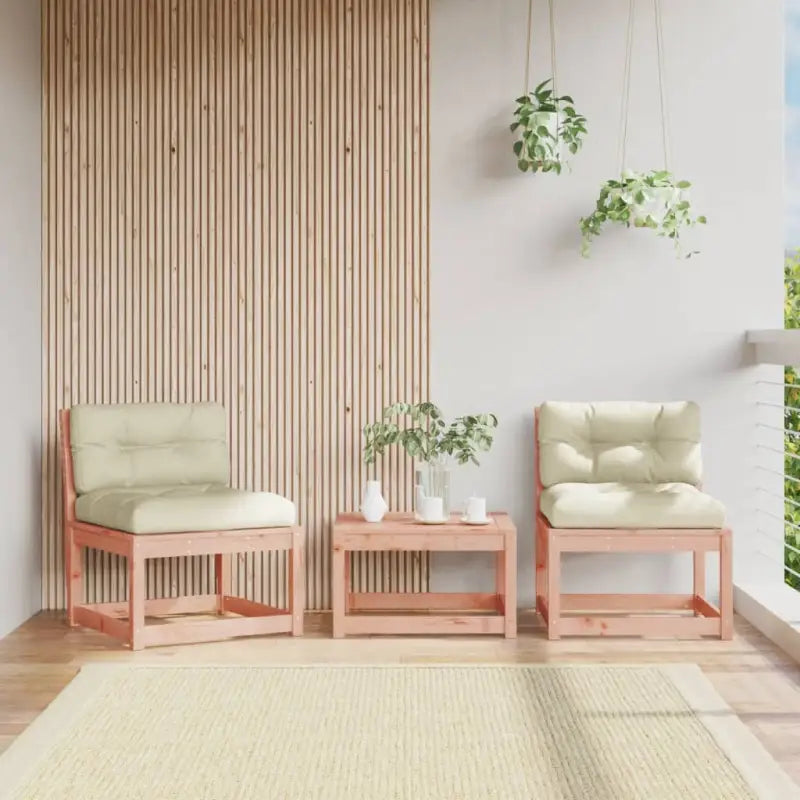 Loungebanken van massief grenenhout met modulair ontwerp voor tuin en terras - Natuurlijk douglashout / met kussens / 2