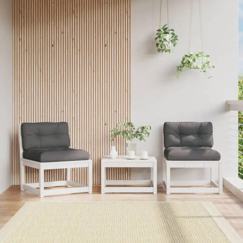 Loungebanken van massief grenenhout met modulair ontwerp voor tuin en terras - Wit / met kussens / 2 - Loungebanken