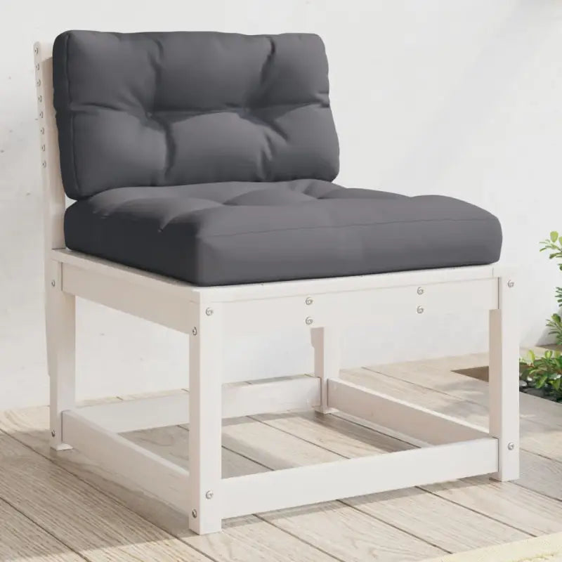 Loungebanken van massief grenenhout met modulair ontwerp voor tuin en terras - Wit / met kussens / 1 - Loungebanken