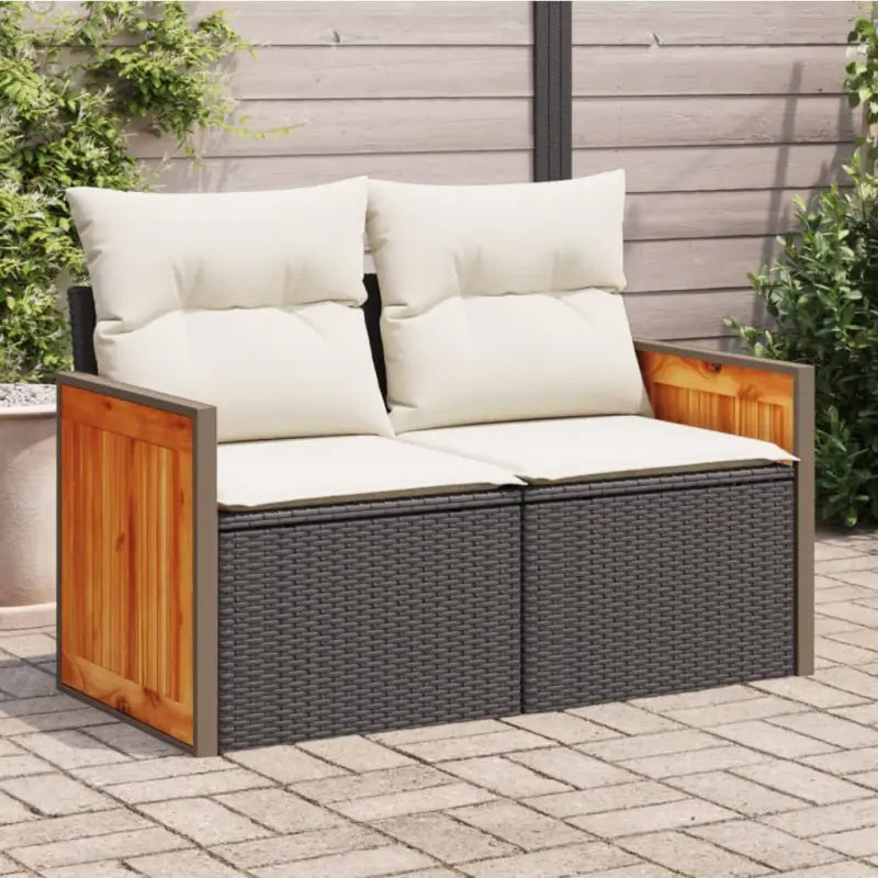 Loungebanken van poly rattan voor een comfortabele zitervaring met wasbare hoes - Zwart en wit / 1 / zonder