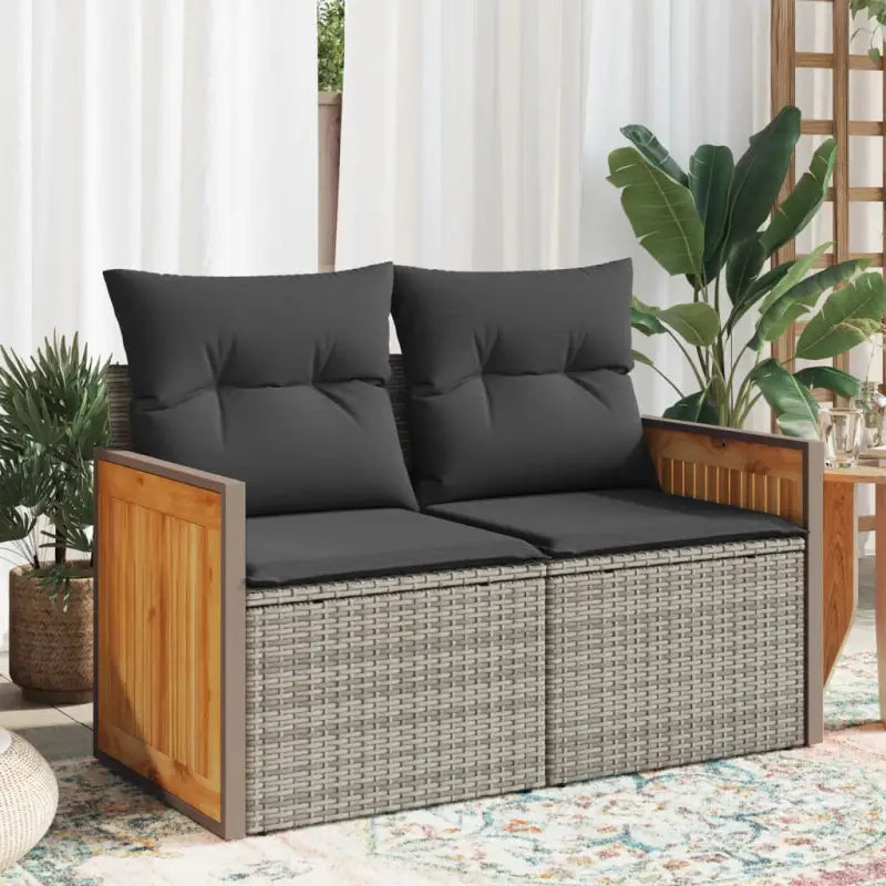 Loungebanken van poly rattan voor een comfortabele zitervaring met wasbare hoes - Grijs / 1 / zonder opbergruimte