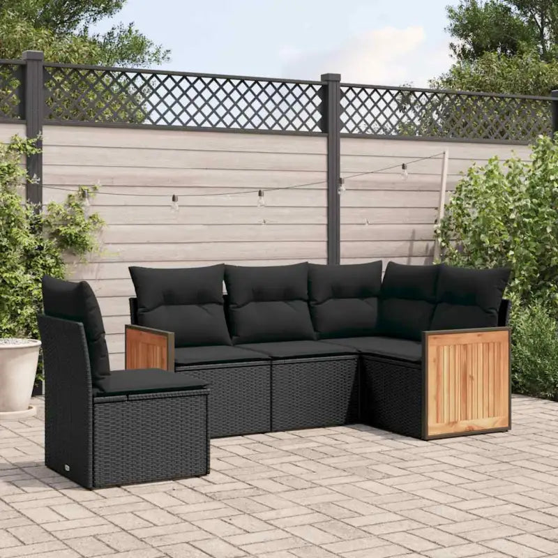 Loungebanks in beige materiaal en gepoedercoat staal met waterdichte zak - Zwart / Zonder tafel - Tuinsets