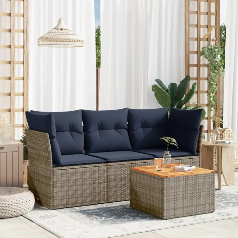 Loungebanks voor tuin met gepoedercoat staal en poly rattan - Grijs - Tuinsets