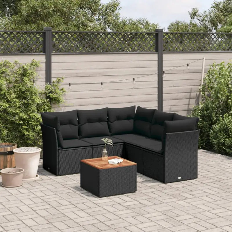 Loungebankset in zwart materiaal met gepoedercoat staal en waterdichte tas - Zwart / 2x middle + 3x corner + table