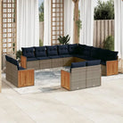 Loungebankset met grijs materiaal en waterdichte zak voor terras - Grijs en blauw / Zonder tafel - Tuinsets