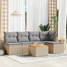 Loungebankset van beige materiaal met gepoedercoat staal afmetingen - Beige en grijs - Tuinsets